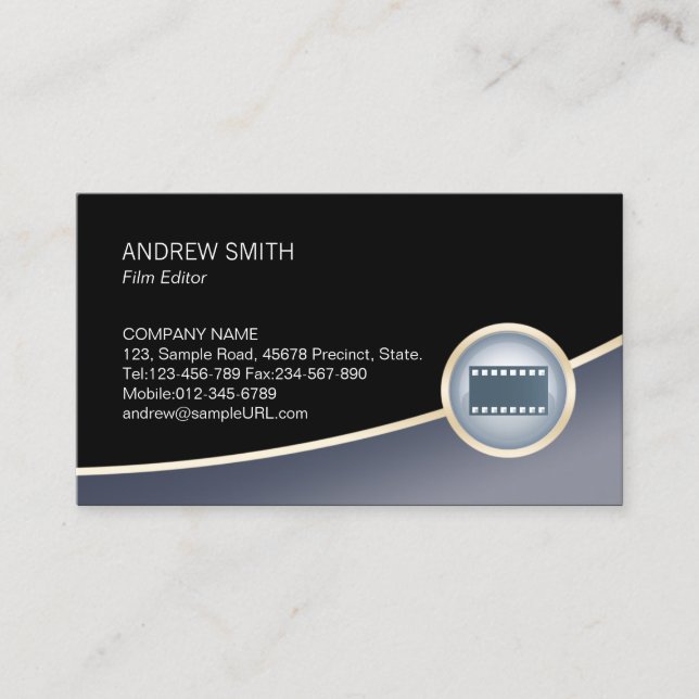 Film Visual Arts Media Film Strip Icon Business Ca Business Card (Front)
