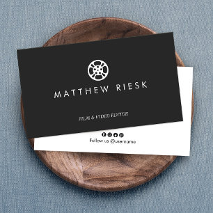 Filmmaker and Video Editor Film Reel Logo, Business Card