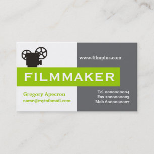 Filmmaker grey, white, lime green eye-catching business card