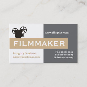 Filmmaker grey, white, tan eye-catching business card
