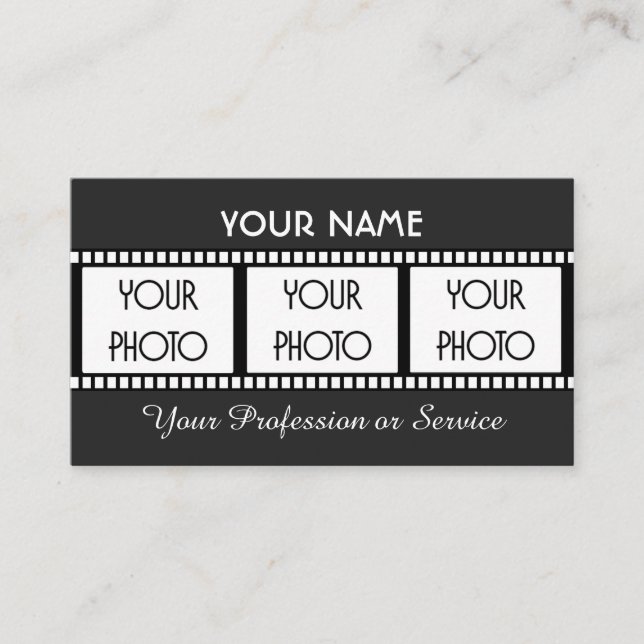 Filmstrip for filmmakers and videographers busines business card (Front)