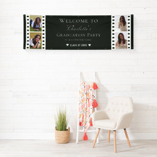Filmstrip Four Photo Collage Graduation Green Banner