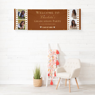 Filmstrip Four Photo Collage Graduation   Orange Banner