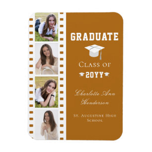 Filmstrip Four Photo Collage Graduation Orange Magnet