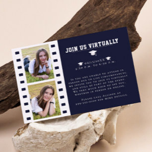 Filmstrip Photo Collage Graduation   Blue Enclosure Card