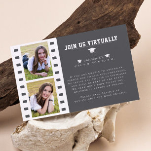 Filmstrip Photo Collage Graduation   Grey Enclosure Card