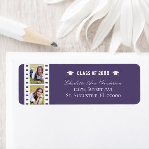 Filmstrip Photo Collage Graduation Purple Address