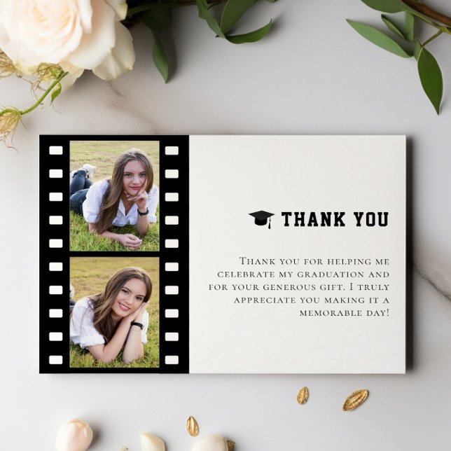 Filmstrip Photo Collage Graduation Thank You (White Filmstrip Photo Collage Graduation Thank You Cards)