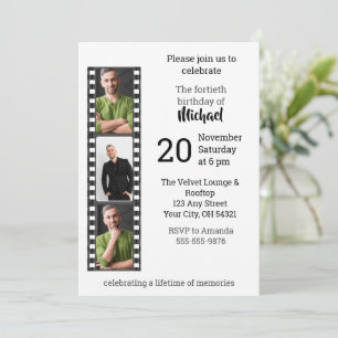 Filmstrip Photo Collage Milestone Birthday Invitation