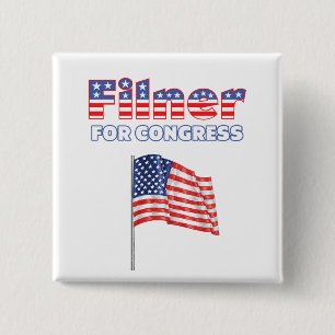 Filner for Congress Patriotic American Flag Design 15 Cm Square Badge