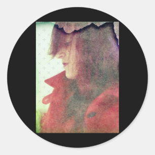 Filtered Photograph Portrait Of Woman In Profile S Classic Round Sticker