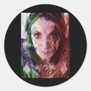 Filtered Photography Painterly Woman Portrait Stic Classic Round Sticker