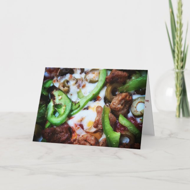 "Filtered Supreme Pizza" Get Well Card (Front)