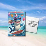 FIN-tastic Funny Shark Birthday #2 Card<br><div class="desc">Make a splash with this hilarious shark-themed birthday greeting! Featuring a goofy shark in a party hat and a pun-filled message, it’s perfect for anyone who loves ocean humour and jaw-some celebrations. Great for kids, friends, or anyone who enjoys a good laugh on their special day. This card has a...</div>