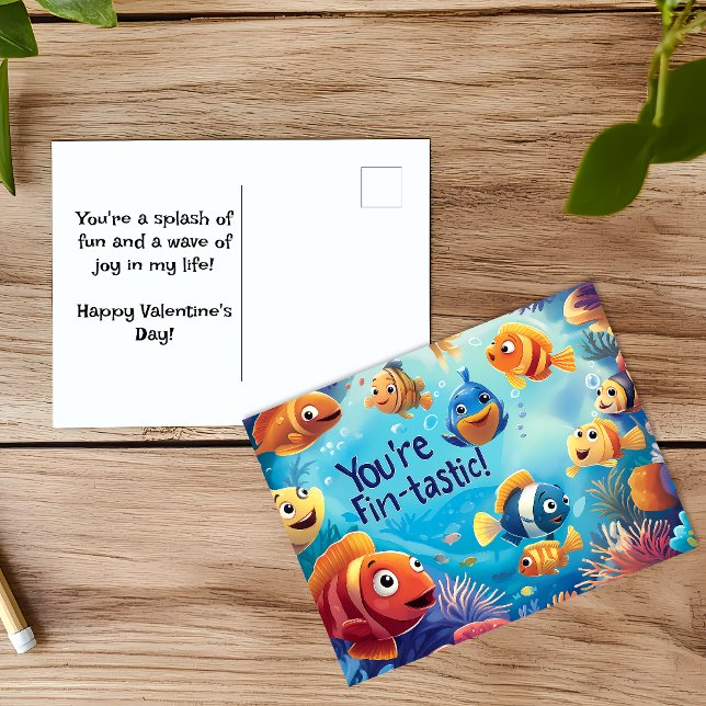 Fin-tastic Kid Friendly Valentine's Day Holiday Postcard (Creator Uploaded)