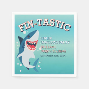 Fin-tastic Shark Birthday Jawsome Birthday Napkin
