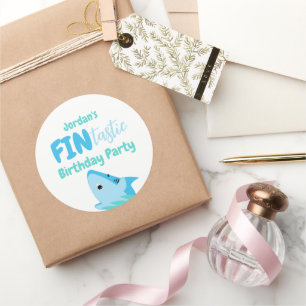 Fin-tastic Shark Birthday Party Kids Under The Sea Classic Round Sticker