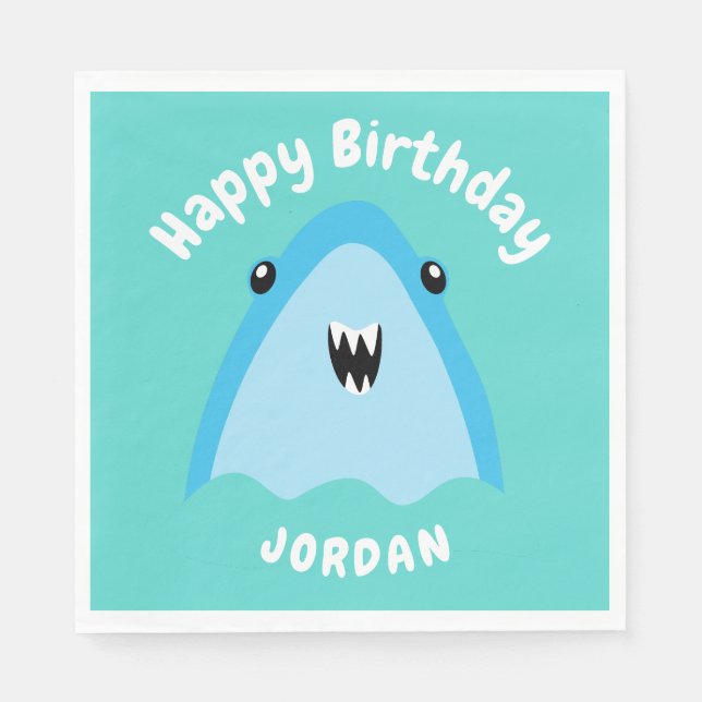Fin-tastic Shark Birthday Party Kids Under The Sea Napkin (Front)