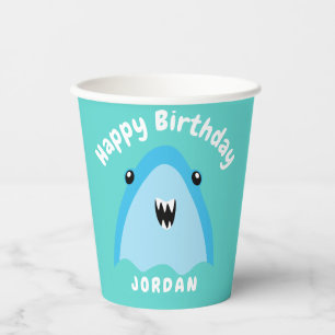 Fin-tastic Shark Birthday Party Kids Under The Sea Paper Cups