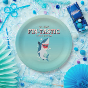 Fin-tastic Shark Ocean Birthday  Paper Plate