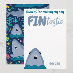 Fin-tastic Shark Thank You Kids Under The Sea Invitation