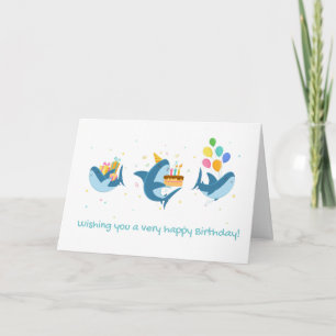 Fin-Tastic Shark Theme Birthday Greeting  Card