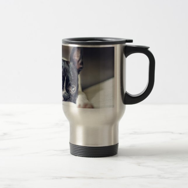 Fina the Boston Terrier Travel Mug (Right)