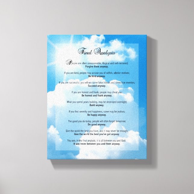 Final Analysis: "Do It Anyway" Canvas Print (Front)