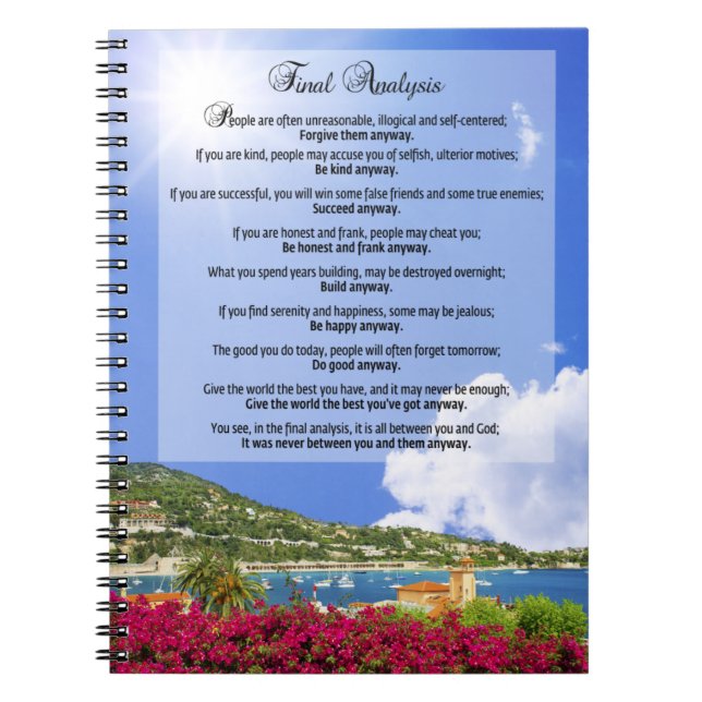 Final Analysis: "Do It Anyway" Spiral Notebook (Front)