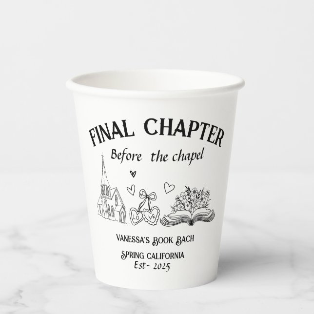 Final Chapter Before the Chapel Book Bachelorette  Paper Cups (Front)