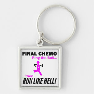 Final Chemo Run Like Hell - Breast Cancer Key Ring