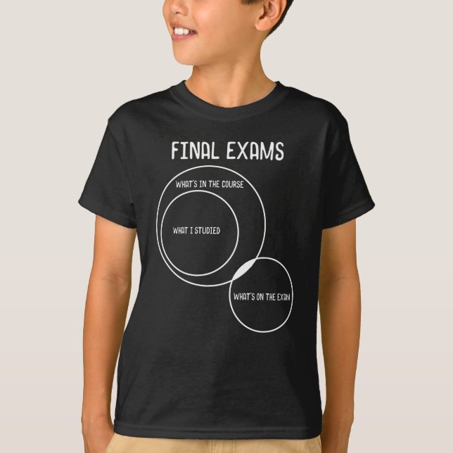 Final Exams Venn Diagram Funny Study Design T-Shirt (Front)