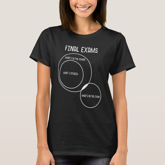 Final Exams Venn Diagram Funny Study Design T-Shirt (Front)