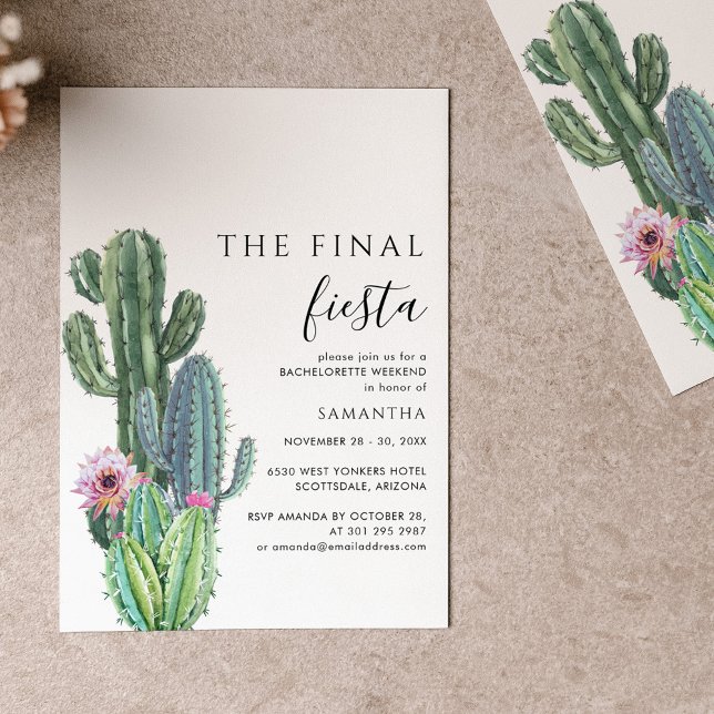 Final Fiesta Bachelorette Weekend Party Itinerary Invitation (Bachelorette Weekend with Itinerary Invitation)