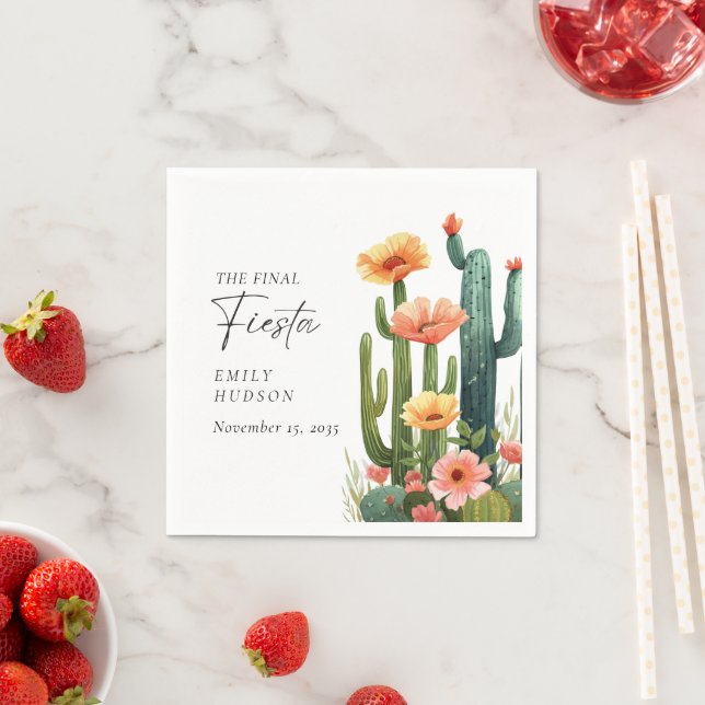 Final Fiesta Cactus Bachelorette Party Napkin (Insitu)