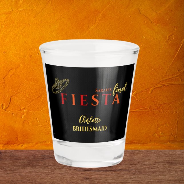 Final Fiesta Mexican Bachelorette Party Shot Glass (final fiesta mexican sombrero bachelorette party shot glass)
