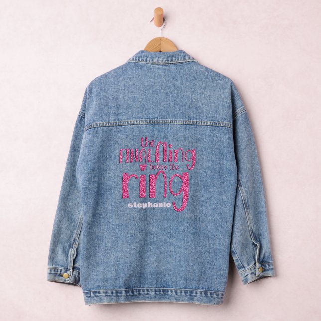 Final Fling Before Ring Name Hot Pink Glitter Denim Jacket (Hangar)