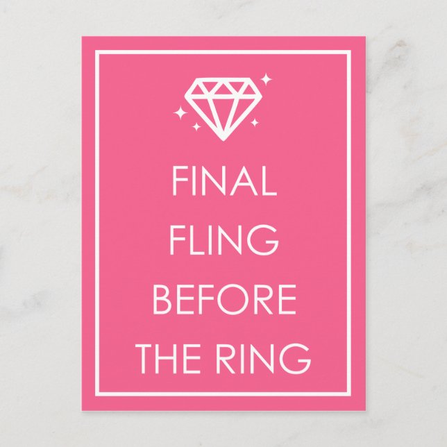 Final Fling Before The Ring Bachelorette Party Invitation Postcard (Front)