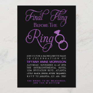 Final Fling Faux Glitter Bachelorette Party Invitation