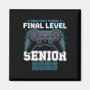 Final Level Senior 2026 Press Start Gamer Style  Magnet