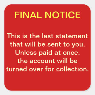 FINAL NOTICE Collections Sticker (red/yellow)