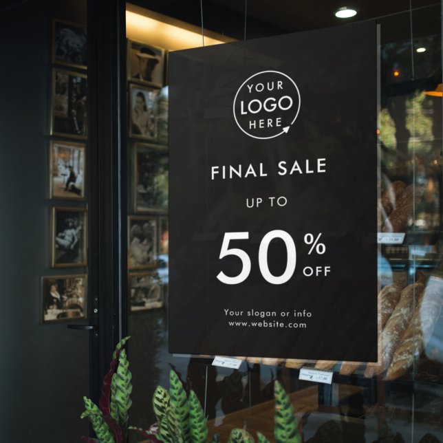 Final Sale | Business Event Store Discount Black (Professional editable window decal template for events & small business promotion.)