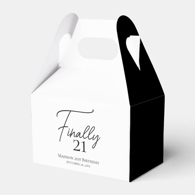 Finally 21 Black & White 21st Birthday Favour Box (Front Side)
