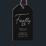 Finally 21 Black & White 21st Birthday Gift Tags<br><div class="desc">Finally 21 Black & White 21st Birthday gift tags. Personalise the custom text above. You can also change the background colour. You can find additional coordinating items in our "Minimalist Black and White Birthday" collection.</div>