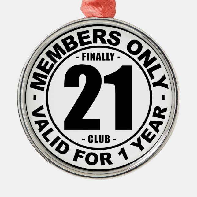 Finally 21 club metal tree decoration (Front)