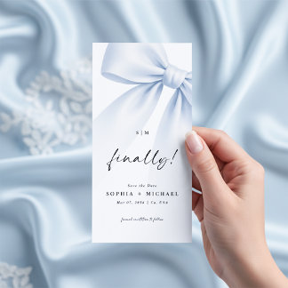 Finally Bow Monogram Photo Bookmark Save the Date