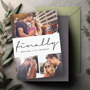 Finally Calligraphy Stylish Script Modern 3 Photo Save The Date