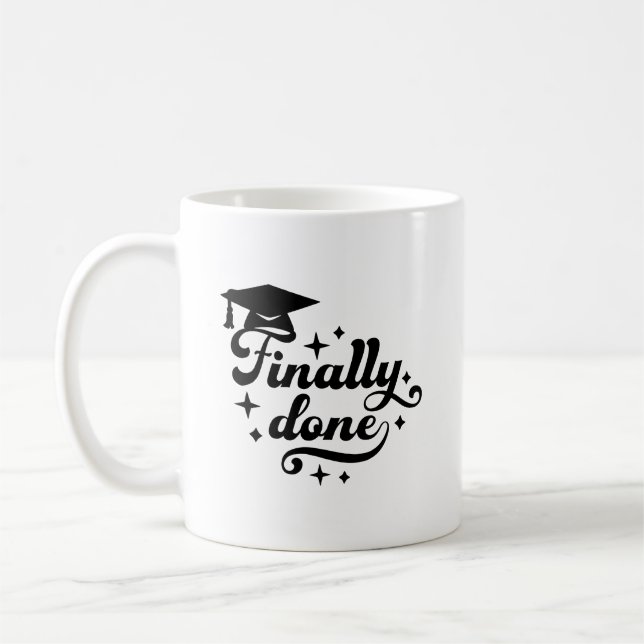 Finally Done Graduation Script Star Design Coffee Mug (Left)