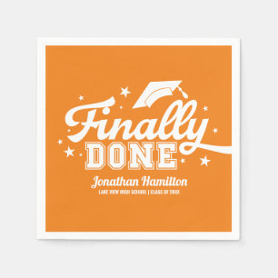 Finally Done Orange Graduation Party Napkin