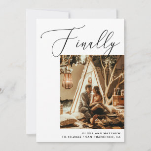 Finally Elegant Black and White Photo Wedding Save The Date